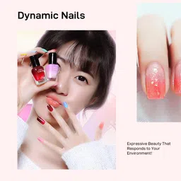 Multibrite Color Changing Nail Polish Waterproof Shiny Thermal Gel Nail Paint Non-Peelable Fast Drying Long Lasting Colorful Pigmented Gradient Semi-Permanent (Pink Red w32) image 2