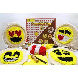 kreeda KREEDA- DIY Punch Needle Kit | Emoji Making Punch Needle DIY Embroidery kit with pre-Marked Designs | DIY Embroidery Art and Craft Kit for Kids and Adults | Birthday Gift for Boys & Girls Age 12+ image 2