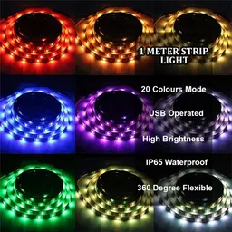 fizzytech Usb 5V 5050 Rgb Led Flexible Strip Light Multi-Color Changing Lighting Kit,Tv Background Lighting With Mini Controller (1 Meter For Tv'S Upto 28")Plastic,1 meters image 4