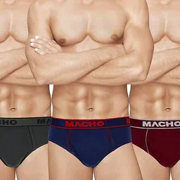 macho Men's Cotton Briefs (Pack of 3) (MACHO TEX_Multicolour_90 CM) image 1