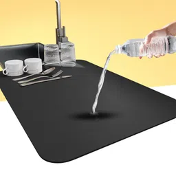 nxilo Large Dish Drying Mat for Kitchen - Water Absorbent Mats for Kitchen, Non-Slip Mat for Kitchen Counter, Quick Drying, Ideal for Dishes & Utensils (60 X40) Large image 1