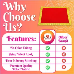 Bhakti Lehar (9 x 13 Inch) Premium Red Velvet Plain Pooja Aasan Cloth/Chowki Aasan Kapda/Altar Cloth for Puja Mandir and Temple - Pack of 2 image 4