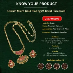 sasitrends One Gram Gold Plated Small Pendant Chain Necklace for Women and Girls image 2