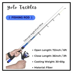 auf 1.8M Telescopic Fishing Rod Spinning Fishing Reel Fishing Accessories - Hooks Fish Net Float Bobber Lures Baits - Combo image 4