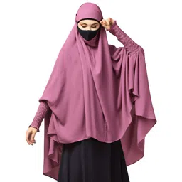 bashariya Instant Ready To Wear Khimar Hijab With Adjustable Mouthpiece In Firdaus Fabric (KHMR-044) image 5