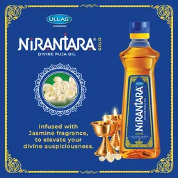 Nirantara Gold Divine Puja Oil | Oil for Pooja | Pooja Made Pure | Deepam Oil | Jasmine Fragranced Pooja Oil | Blend of 5 Puja Oils | 1 Litre, Pack of 2 image 5