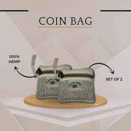 fibregold FIBERGOLD Hemp Coin Purse with Zipper Closure | Organic Hemp Wallet & Cotton Pouch | Bag for Makeup, Coins & Essentials, Brown, Coin Purse (Set of 2) image 4