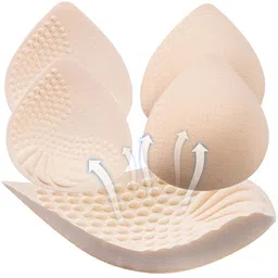 prettywell Bra Pads Inserts, 2 Pairs Latex Bras Inserts for Sports Bras, Bra Cups Inserts for Bikini Tops, Beige, L. image 1