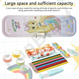 funblast Pencil Box for Kids, Double Layer Metal Pencil Case – Stationary Organizer for Kids, Geometry Box, Stylish Pencil Box, Stationery Box – Birthday Return Gift for Kids (Mermaid) image 5