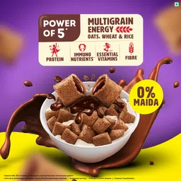 Kellogg's Chocos Fills 250g | Double Chocolaty, Anytime Snack | 3 Grains: Oats, Wheat & Rice, Protein Rich, 0% Maida image 4