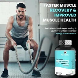 NATURYZ Triple Strength L-Carnitine L-Tartrate 2000MG Converts Fat into Energy | Cellular Energy & Endurance | Athletic Performance | Cutting Supplement - 60 Tablets image 5