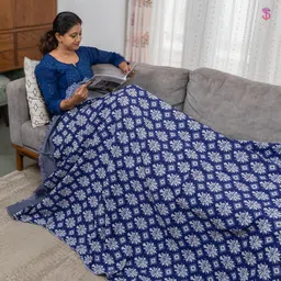 saagar tex st Saagar Tex Single Size Poly Cotton Blanket for Men and Women/Chaddar/AC Comforter/Size: 60"x90"/ All Season/Color: Blue/Pack of 1 Blanket image 2