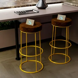 Dence Store Counter Height Bar European Style bar stools Set of 2 for Kitchen Counter Backless Industrial European Style bar Stool-Browne image 1