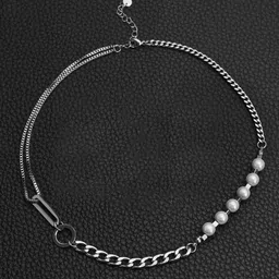 the men thing PEARL RUGGED - Pure Titanium Steel Necklace with 23 inch Cuban Chain for Men & Boys image 3