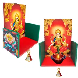 generic Vilakku Madam Traditional Diya Stand - Single Piece Lord Lakshmi Wall Mount With Brass Bell for Puja, Entrance, and Home image 1