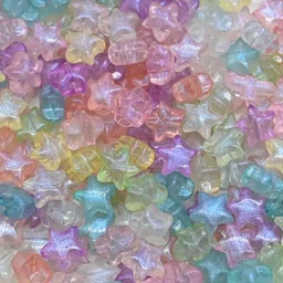 Satra Traders Assorted Glow in Dark Transparent Star Plastic Beads | Size: 11mm | Qty: 100g image 1