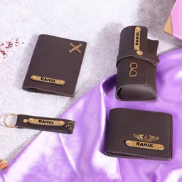 ncgifts Personalised Gift for Men – Gifts for Men Special Unique Customized Wallet for Boys and Brother Thoughtful Presents Combo with Keychain, Eyewear Case, Passport Cover (Brown) image 5