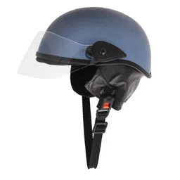 Western Era Cycling Half Helmet With Clear Visor For Men & Women ||Safety & Comfort|| Stylish Enhanced Design || (Blue Metallic Glossy) (Small) image 1