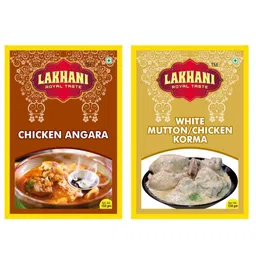 LAKHANI Non-Veg Chicken Angara Masala and White Chicken Mutton Korma Masala, Authentic Indian Spice Blends for Smoky Chicken Angara and Creamy Korma Dishes for Non-Vegetarian Cooking Combo Pack (150g Each) image 1