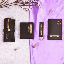 ncgifts Personalised Gift for Men – Gifts for Men Special Unique Customized Wallet for Boys and Brother Thoughtful Presents Combo with Keychain, Eyewear Case, Passport Cover (Brown) image 4