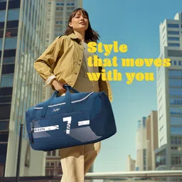 Skybags Polyester Stride 52Cm Gym Duffle Bag for Men and Women with Multiple Pockets and Separate Shoe Compartment for Travel, Sports and Workouts (Blue) with Wet Pouch image 2