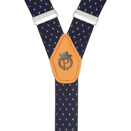 peluche Blue Lining Black Coloured 3.5cm Strap Width Elastic Suspenders for Men image 5