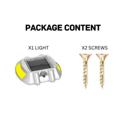 hardoll Solar Road Stud Light / Rechargeable 6 LED Lamp Waterproof Outdoor Lantern Step Pathway Lights for Security Driveway (Yellow Flashing, Pack of 2)(Metal) image 4