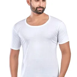 poomex Men's Cotton Premium Half Sleeve White Vest - Multiple Packs # RNS # Sleeved Vest # Premium Wear # image 1