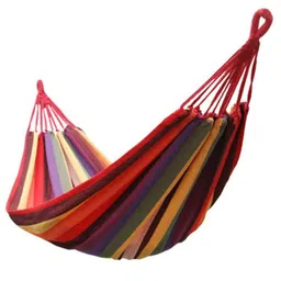 Saiyam Cotton Striped Foldable Hammock Hanging Bed for Garden Camping & Outdoor Activities (for Single Person, 190 cm x 80 cm, Multicolor) (1 Person) image 1