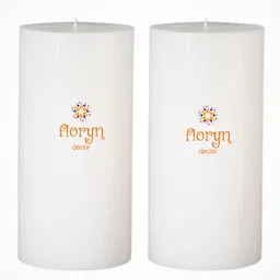 floryn decor Floryn Decor® Paraffin Wax Pillar Candle (Set of 2, 3 X 6 Inch, White) | Dripless | Smokeless | Unscented | Burning time- 60 hrs | Hand Poured | Christmas Candle image 1
