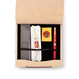 Parker Aster, Matte Red Gold Trim Ball Pen, Rakhi Combo, 3 Piece Set, Blue Ink, Best Choice for Rakhi Gift, Suitable for Office Professionals, College Students image 1