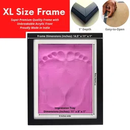 Dream Gifts Adult, Couple, Blessings Clay Handprint & Footprint Kit with XL Box Frame (37cm x 28cm x 2.5cm) & Impression Clay (750 GMS) (Brown Frame-Sky Blue Clay) image 5