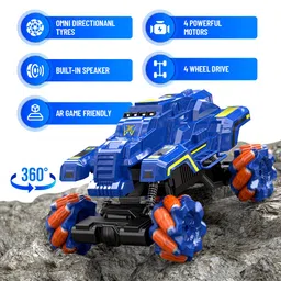 Mirana Watch Drifter 4WD 4x4 RC Car Toy for Kids - Gesture Remote & App Controlled High Speed Vehicle - 360° Rotation Monster Truck - Type-C USB Rechargeable - for Boys & Girls 3 to 10 Years (Blue) image 2