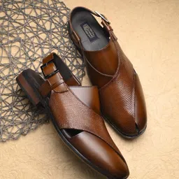 egoss Luxe Premium Genuine Leather Peshawari Sandals For Men-8090 image 2