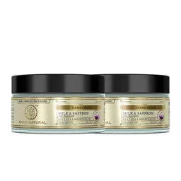 Khadi Natural Milk & Saffron Herbal Hand Cream | Shea Butter-Enriched Formula for Soft Hands | Provides Nourished Cuticles | Prevents Dry Nails- Pack of 2 (50 g x 2) (100 g) image 1