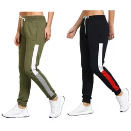 alan jones clothing Women's Coton Solid Track Pants Joggers Pack of 2 image 1