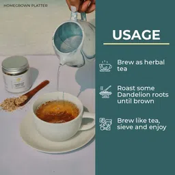 Homegrown Platter Organic Dandelion Root Tea, 50g - Herbal Detox Tea for Liver Cleanse, Kidney Detox, Digestive Health | Caffeine-Free, 100% Pure, Eco-Friendly image 2