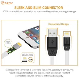 Tukzer Lightning to USB Fast Charging & Data Sync Cable Cord Compatible for iPad Air, Pro, Mini, Airpod, iPhone 14/13/12/11/ X/XS/XR/8/7/6/SE, (White- 1 M) image 3