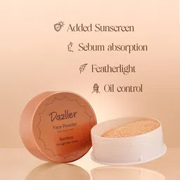 DAZLLER Loose Compact Powder, For Setting Makeup, Featherlight Sheer Finish For All Skin Type, Brown, Oil-Control, Added Sunscreen, 30G-Soft Caramel R33 image 2