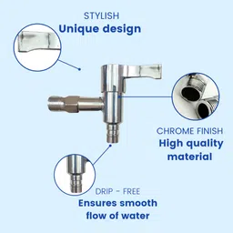 ZAP Brass Disk Stainless Steal Nozzles Tap for Washing Machine/Garden Taps with nozzles 1/2 inch Chrome Finish image 2