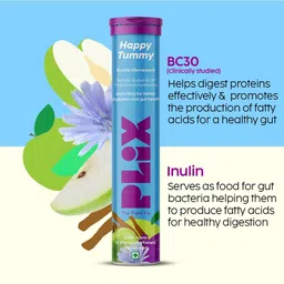 the plant fix plix PLIX - THE PLANT FIX Happy Tummy Pre+Probiotic 15 Effervescent Tablets For Good Gut,Digestion,Metabolism With 20 Billion Cfus,Vital Probiotic Strains,Pack Of 2 (Green Apple),2 Count,15 Capsules image 5