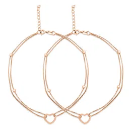 zavya 925 Sterling Silver Rose Gold Plated Anklet Pair for Women | Gift for Women & Girls | With Certificate of Authenticity & 925 Stamp image 1