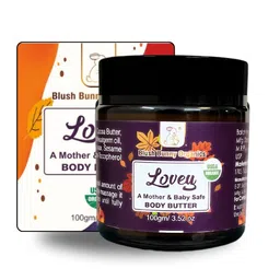 Blush Bunny Organies Lovey Mother & Baby Safe Body Butter Cream, Natural, Vegan & Non-Toxic With Organic Cocoa & Shea Butter, Pregnancy & Baby Safe, Ideal For Dry Skin, 100g / 3.52oz image 1