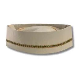 haldi mehendi shaadi HALDI MEHENDI SHAADIHALDI MEHENDI SHAADI 1 pc Traditional Topi for Maharashtrian Wedding Marriage Pooja Sakharpuda engament Function Cream with Golden zari Border for Men Gents Royal Marathi Style (1) image 5