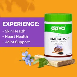 OZiva Plant Based Omega 3 6 9 Multivitamin Supplement for Men & Women (1000 mg Vegan Omega Oil Concentrate with Flaxseed & Blackseed Oil) Fatty Acids (Omega 3 6 9, 60 Capsules) image 2