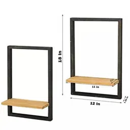 Decor Enterprise Wall Decor for Bedroom Wooden Frame Shelves Set of 2 18x12 Inches Black. Wall Decor for Living Room to Decorate Your Wall with Plants and pots image 2