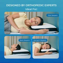 carefoam Orthopedic Memory Foam Pillow for Comfortable Sleep, Neck & Shoulder Pain Relief with Removable Zipper White Jacquard Cover 24 x 15 x 5 Inch Pack of 1 image 5