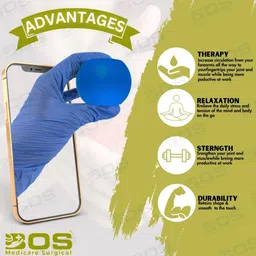 Bos Medicare Hand Strengthener - Silicone Gel Ball for Grip Strength, Dexterity, Mobility & Stress Relief - Blue image 5