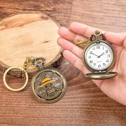 tiny tim Antique Bronze Working Pocket-Watch Anime One Piece Print On Dial Metallic Merchandise Cosplay Best Gift for Otaku Fans on Special Occasions image 2