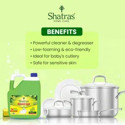 Shatras 5 L Liquid Dish Wash Gel With Active Green Lime, Mild Fragrance Removes Odour, Easy Lather & Easy Rinse Off Formulation, Leaves No White Residue, Safe On Hands (Pack Of 2) image 3